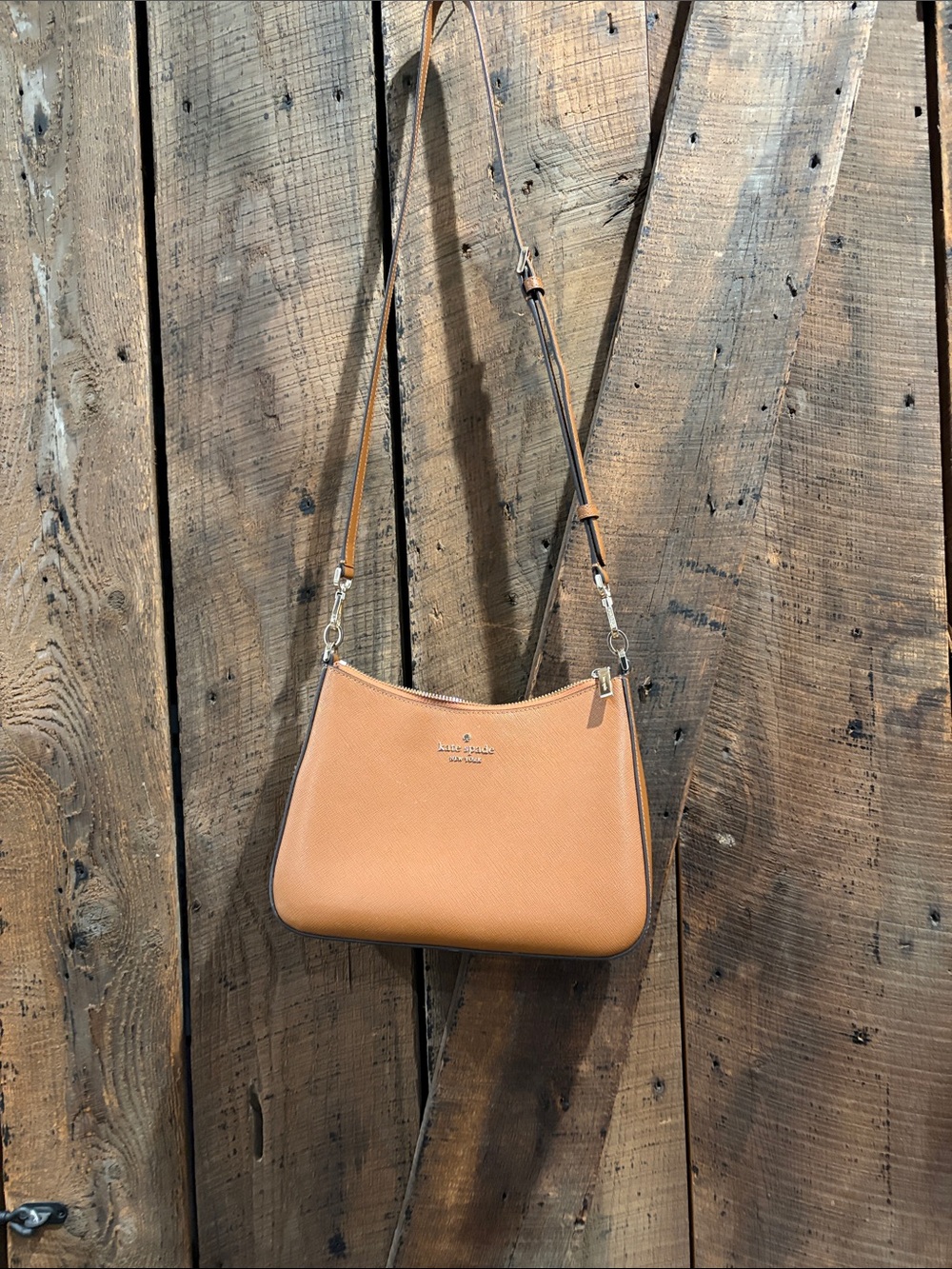 kate spade Tan Saffiano Leather Crossbody Shoulder Bag